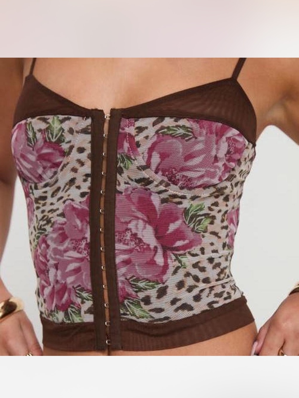 Princess Polly Pink Floral Mesh Corset